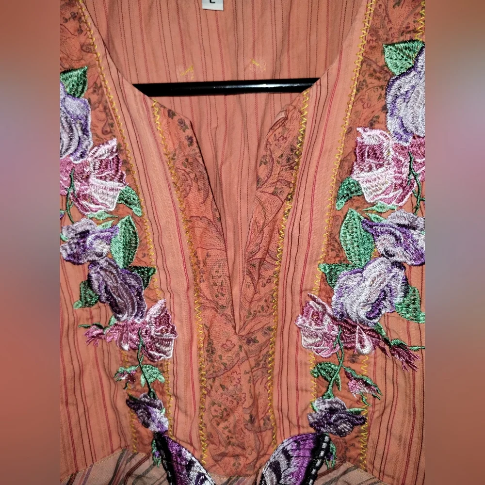 3j Johny was Butterfly Embroidered Orange Sleeveless Dress - Picture 7 of 12